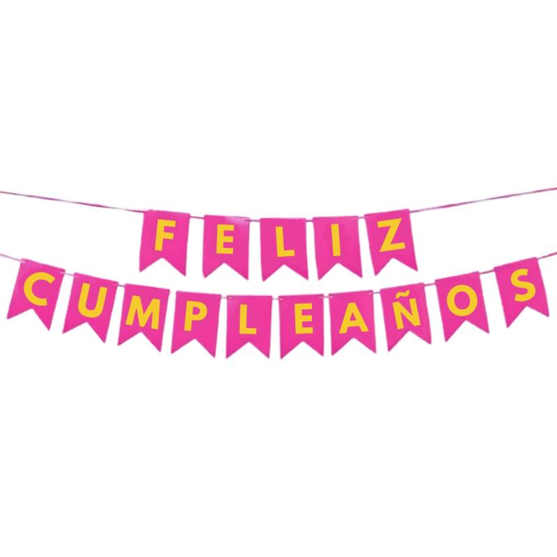 BANDERIN FELIZ CUMPLEAÑOS LISO FUCSIA